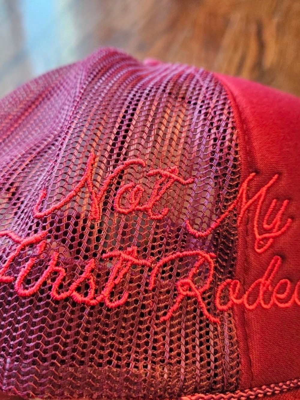 Stevenson Ranch SR Maroon 'Not My First Rodeo' Mesh Back Trucker Hat Adjustable - Picture 2 of 6